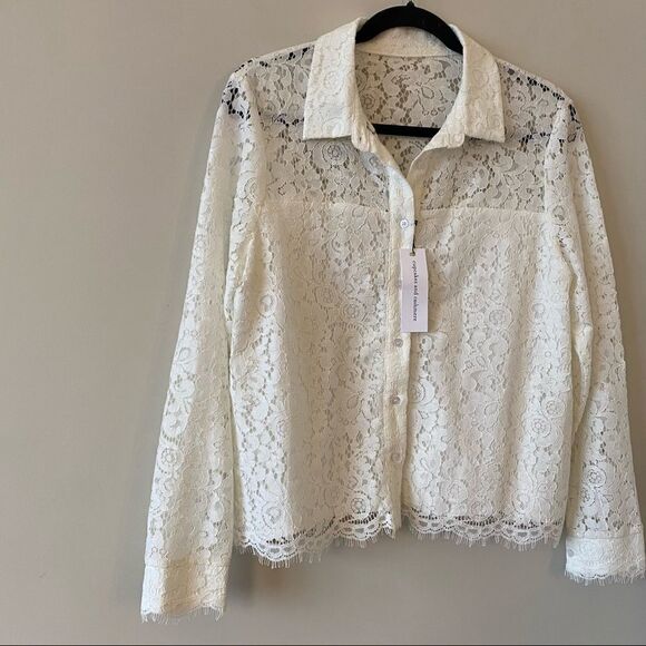 NWT-CUPCAKES & Cashmere Rosella Lace Collared Blouse (Size:Medium) - Picture 4 of 15